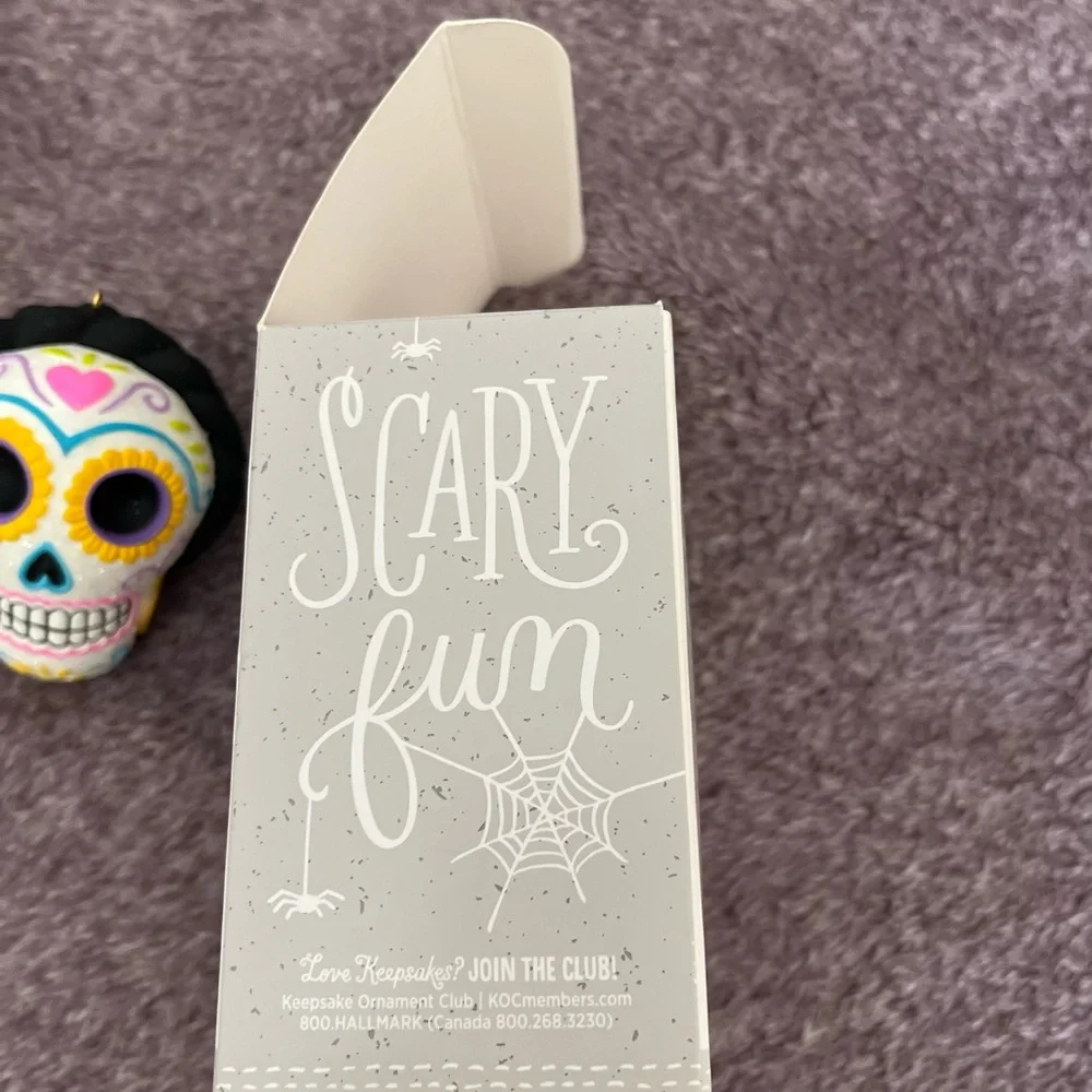 Hallmark Dia De Los Muertos Sugar Skull Ornament with Red Rose